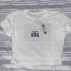 NWT Skims Olympic Capsule Ribbed Cropped Sleep T-Shirt size large